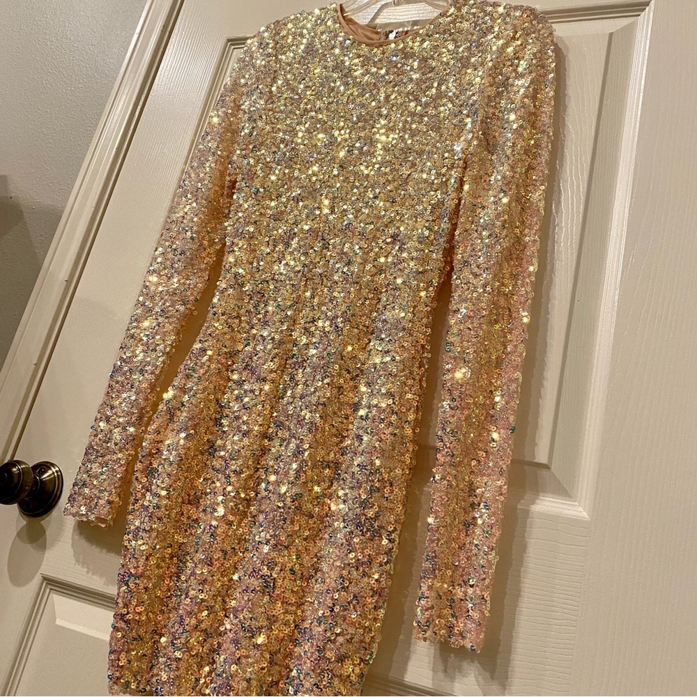 Champagne Pink Sequin Bodycon